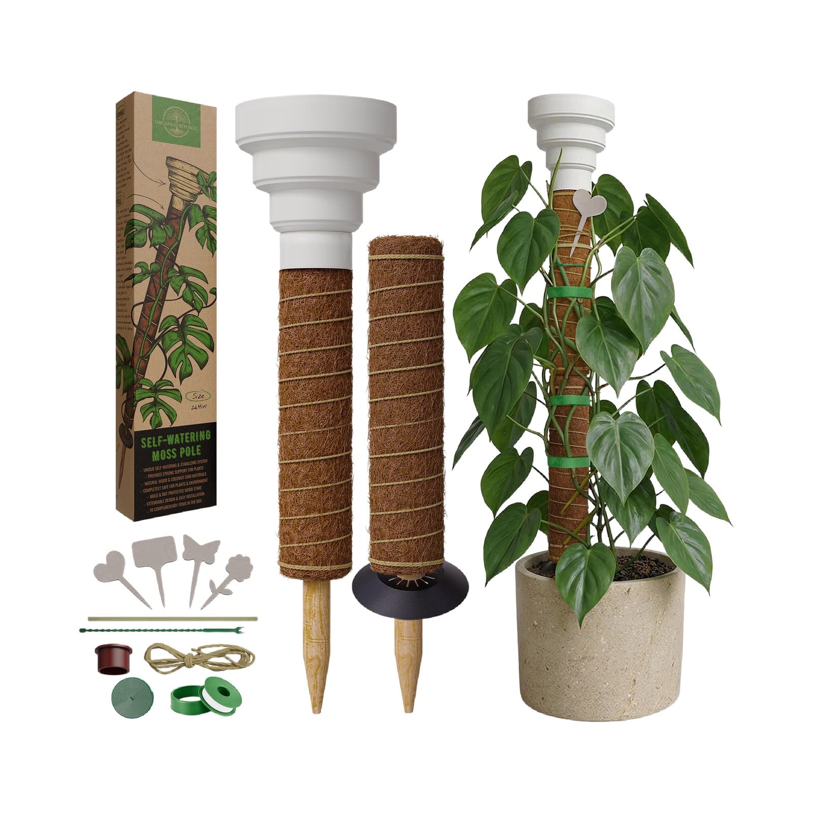Moss Pole Starter Duo (2 Poles + Clips) — product photo 1